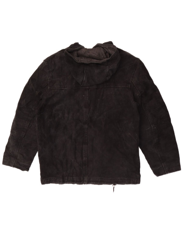 Chaqueta Mujer Privilegi De Ante Con Capucha IT 44 Medium Cuero Negro