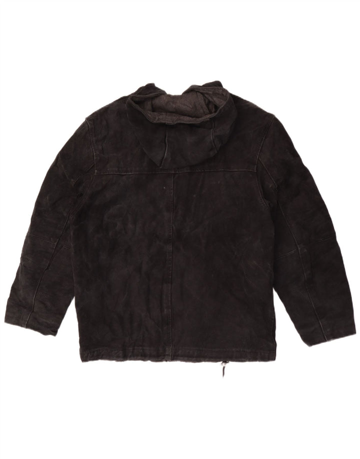 Chaqueta Mujer Privilegi De Ante Con Capucha IT 44 Medium Cuero Negro