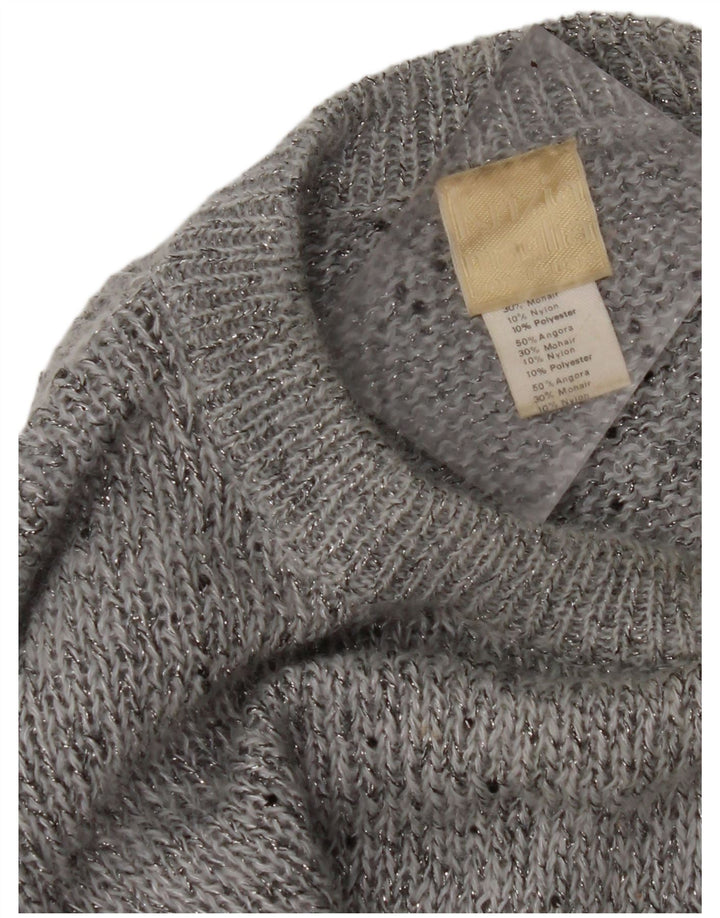 KRIZIA MAGLIA Jersey de cuello redondo para mujer UK 40 XL Angora moteada gris