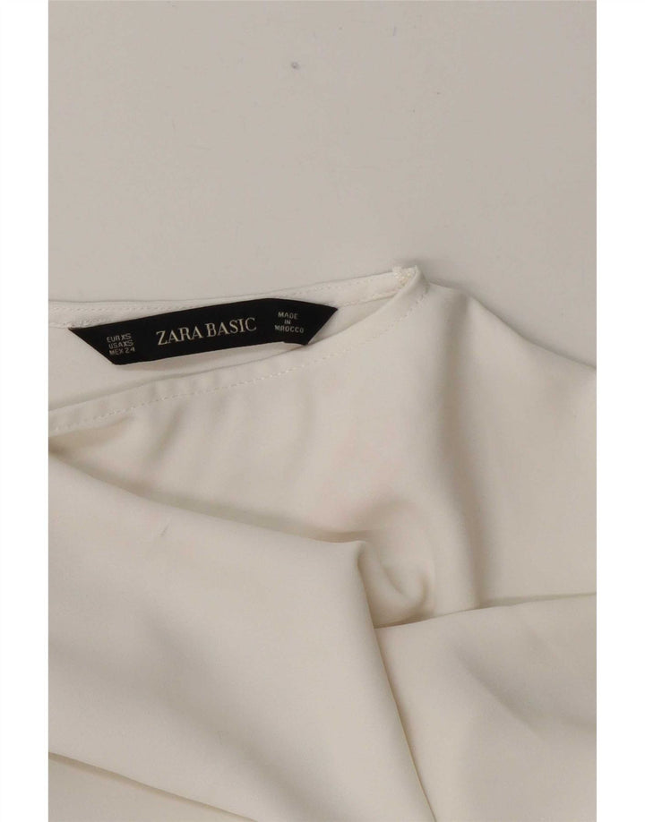 Zara Mujer Blusa Extragrande Top UK 6 XS Blanco Colorblock