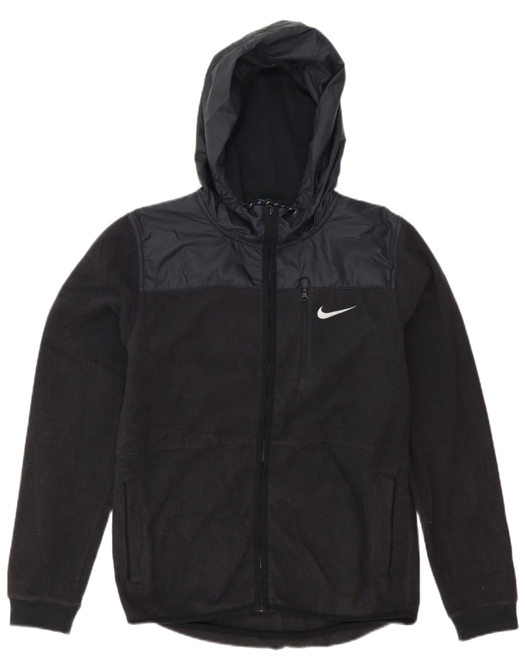 Nike Chaqueta polar con capucha para hombre UK 36 Small Negro Colorblock Poliéster