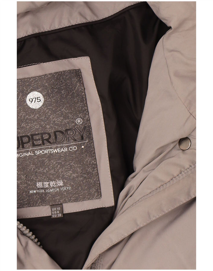 Superdry Abrigo acolchado con capucha y gráfico extragrande para mujer, talla 40, color gris pequeño