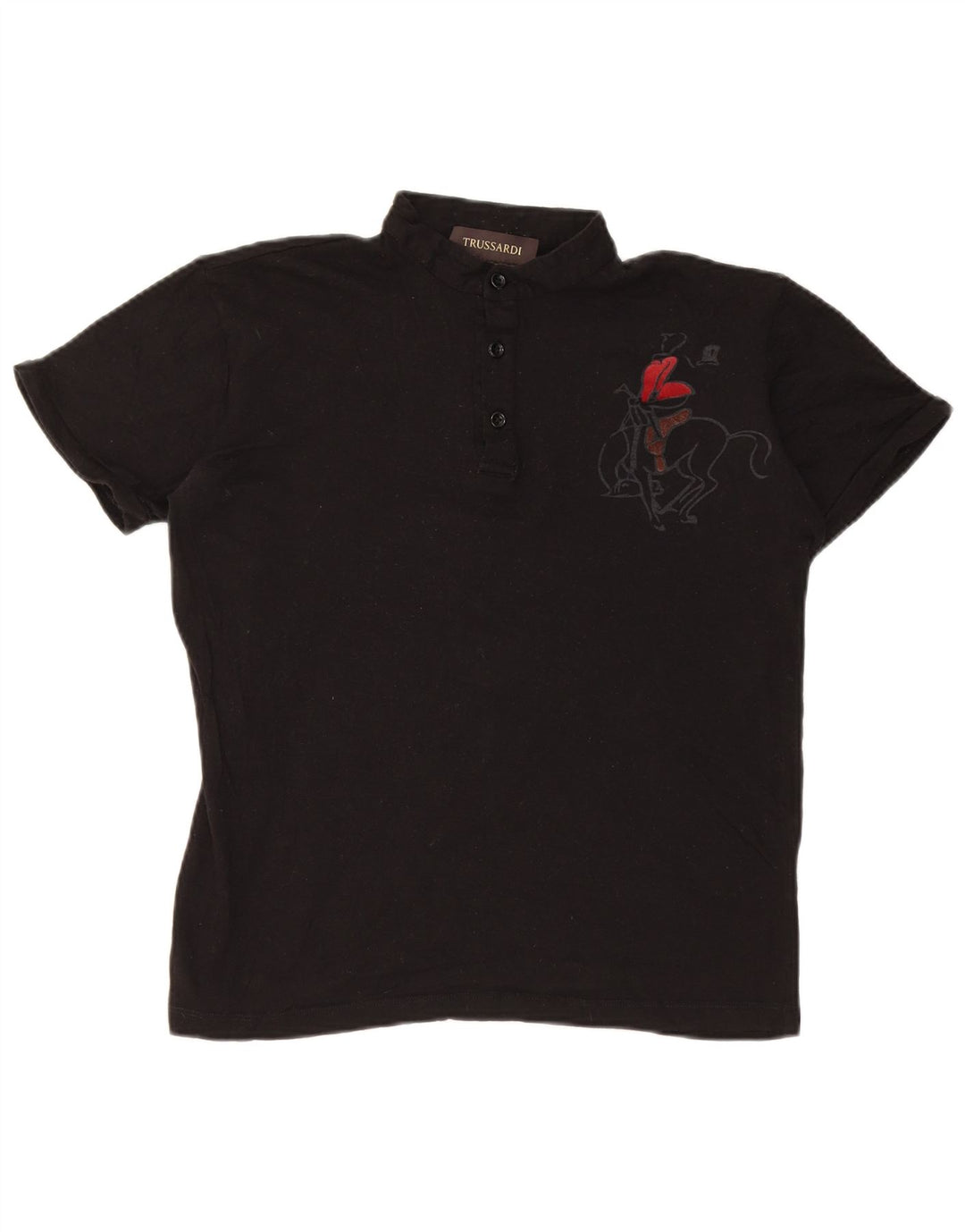 Trussardi Polo gráfico para mujer UK 44 Mediano Negro