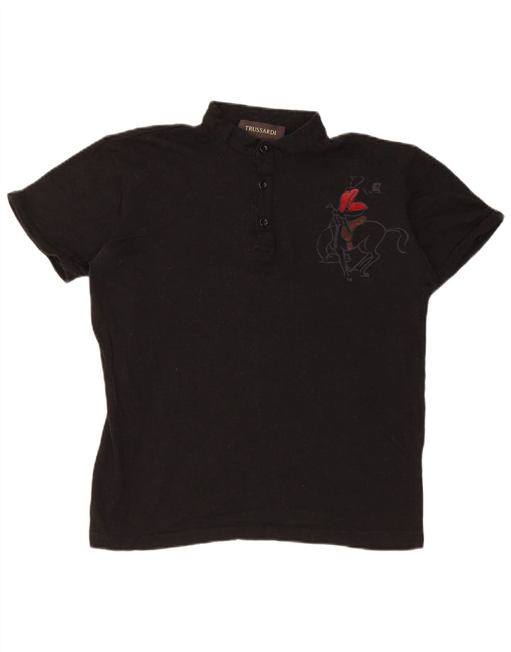 Trussardi Polo gráfico para mujer UK 44 Mediano Negro