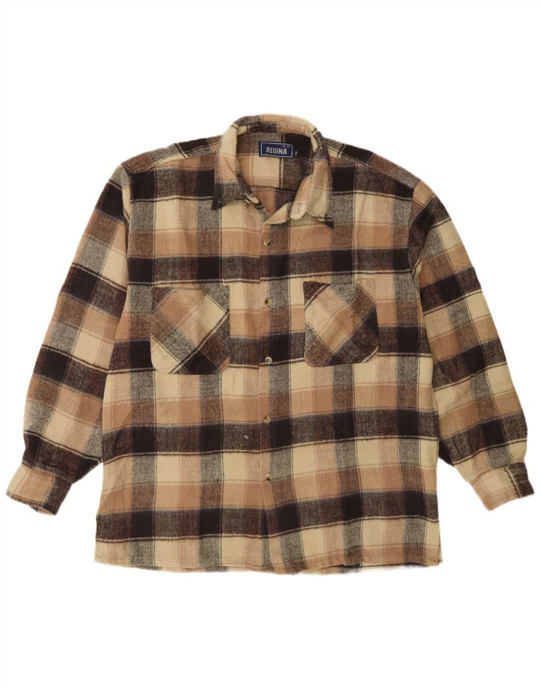 Camisa de franela para hombre Regina 2XL Acrílico a cuadros beige