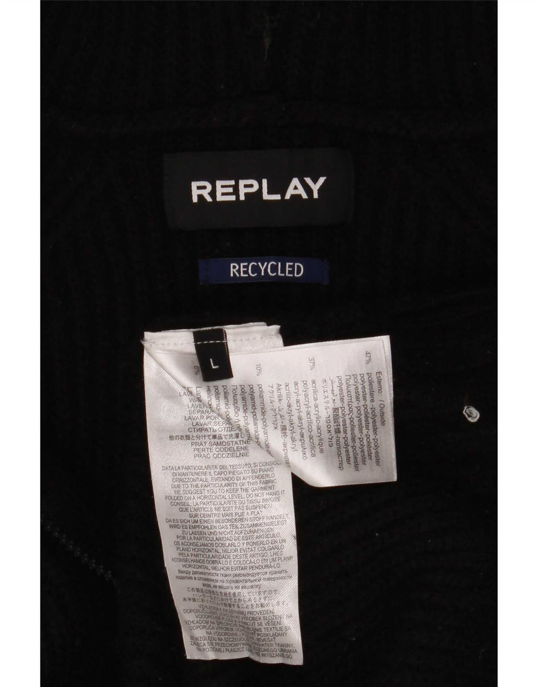 Replay Jersey con capucha para hombre, talla grande, poliéster negro