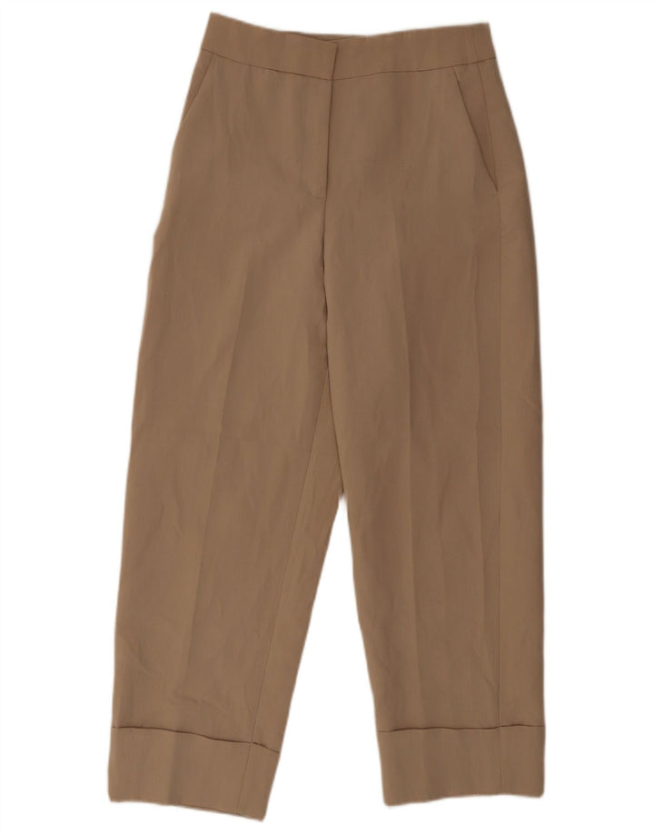 Zara Mujer Pantalón Traje Recto Mediano W28 L27 Beige Poliéster