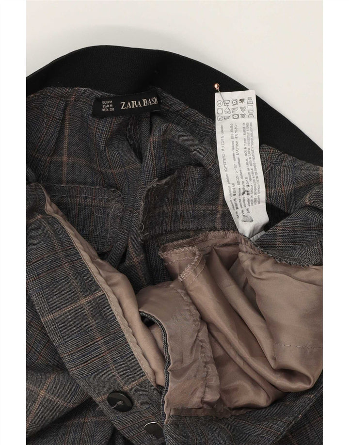 Zara Mujer Pantalón Chino Slim Medium W28 L26 Poliéster A Cuadros Gris