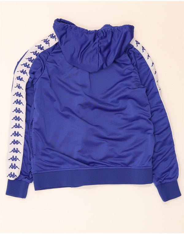 KAPPA Suéter con capucha y cremallera gráfica para mujer UK 10 Small Blue Colourblock