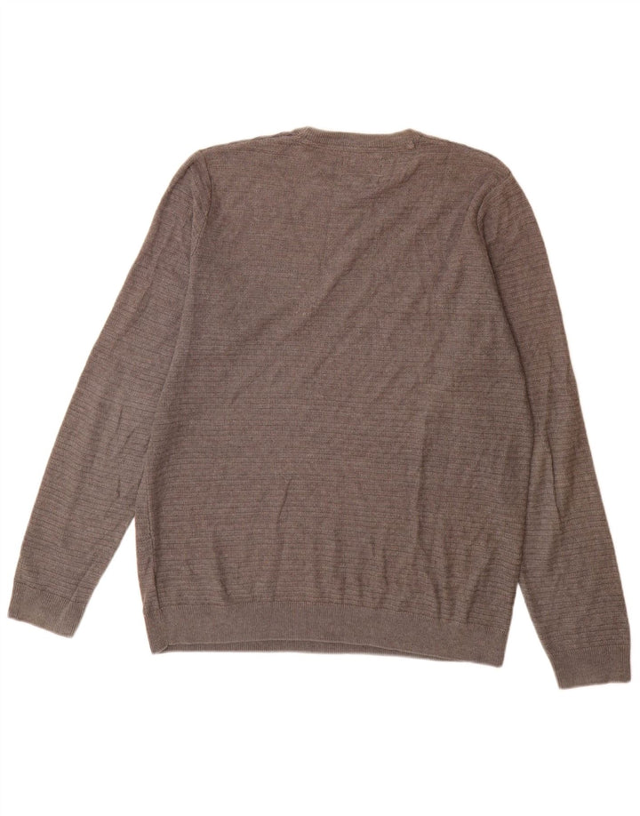 Marks & Spencer Jersey de cuello redondo para hombre de algodón gris medio