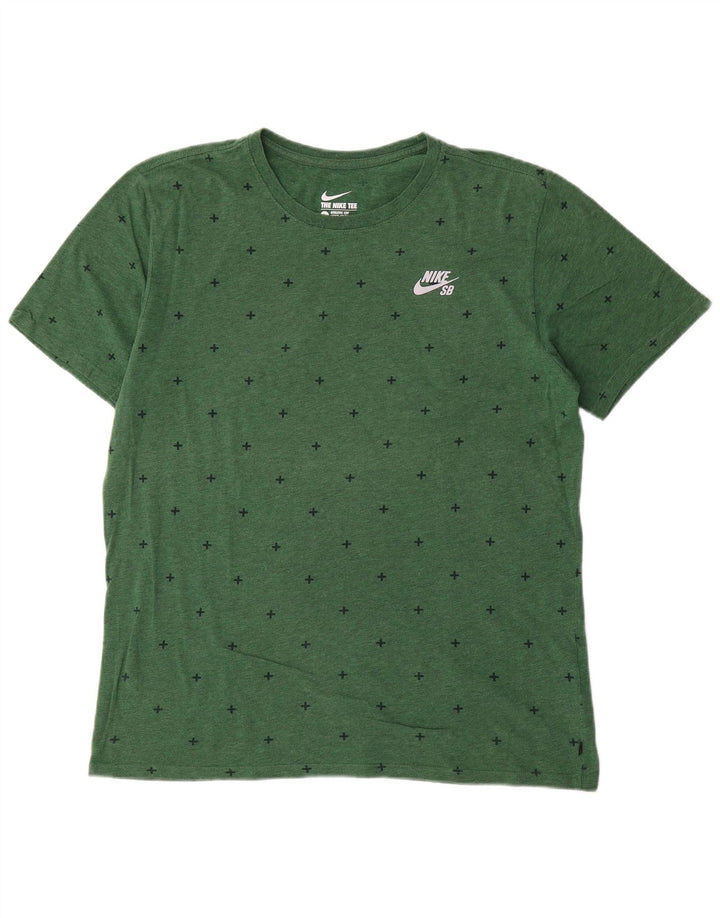 Nike Camiseta de corte atlético con estampado abstracto para hombre, talla grande, algodón verde
