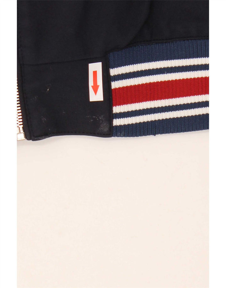 Zara Mens Bomber Jacket UK 40 Large Azul Marino Rayas Viscosa