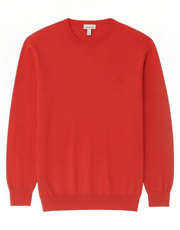 Lacoste Jersey de cuello redondo para hombre talla 7 2XL algodón rojo