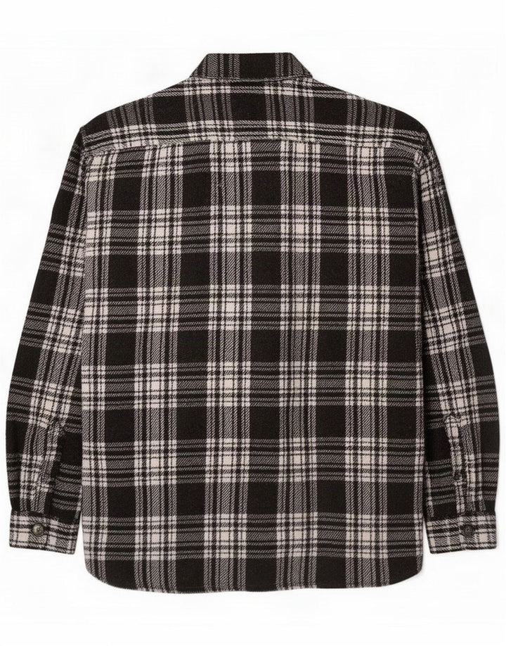 Camisa de franela vintage para hombre Mediana Poliéster a cuadros negro