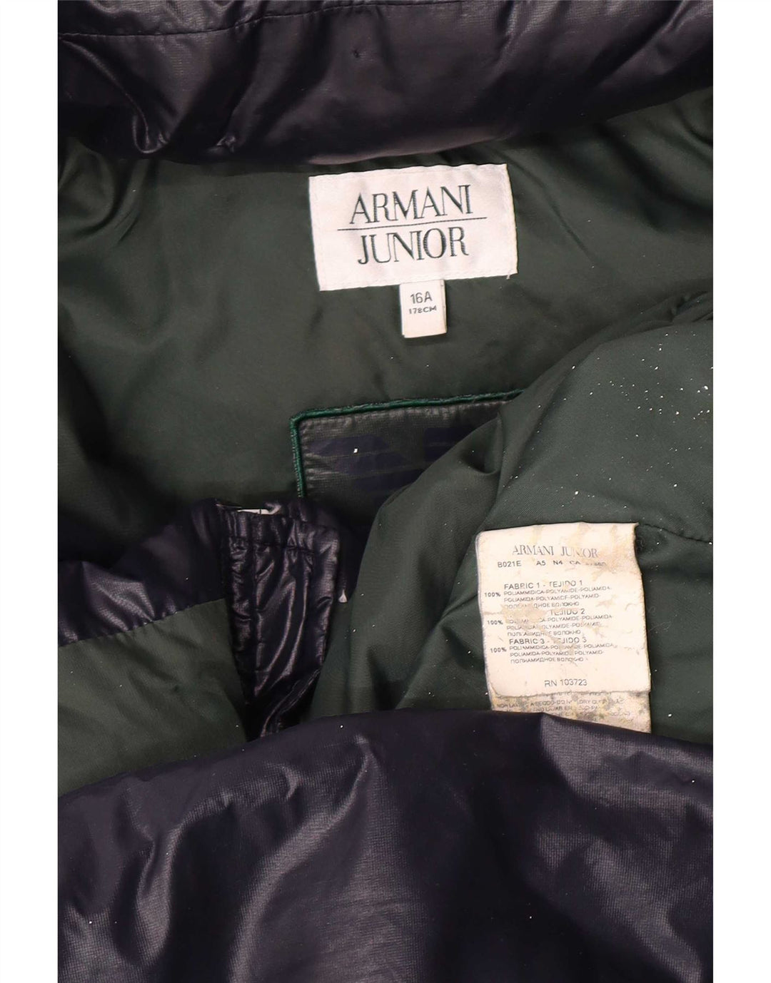 Armani Junior Chaqueta acolchada con capucha para niño 15-16 años Azul marino Colorblock