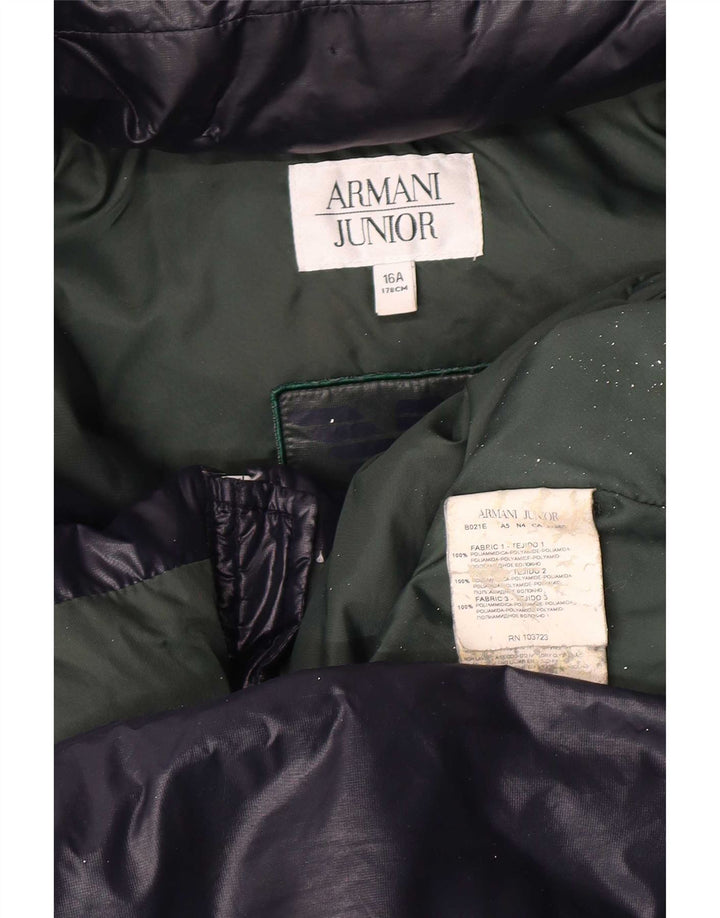 Armani Junior Chaqueta acolchada con capucha para niño 15-16 años Azul marino Colorblock
