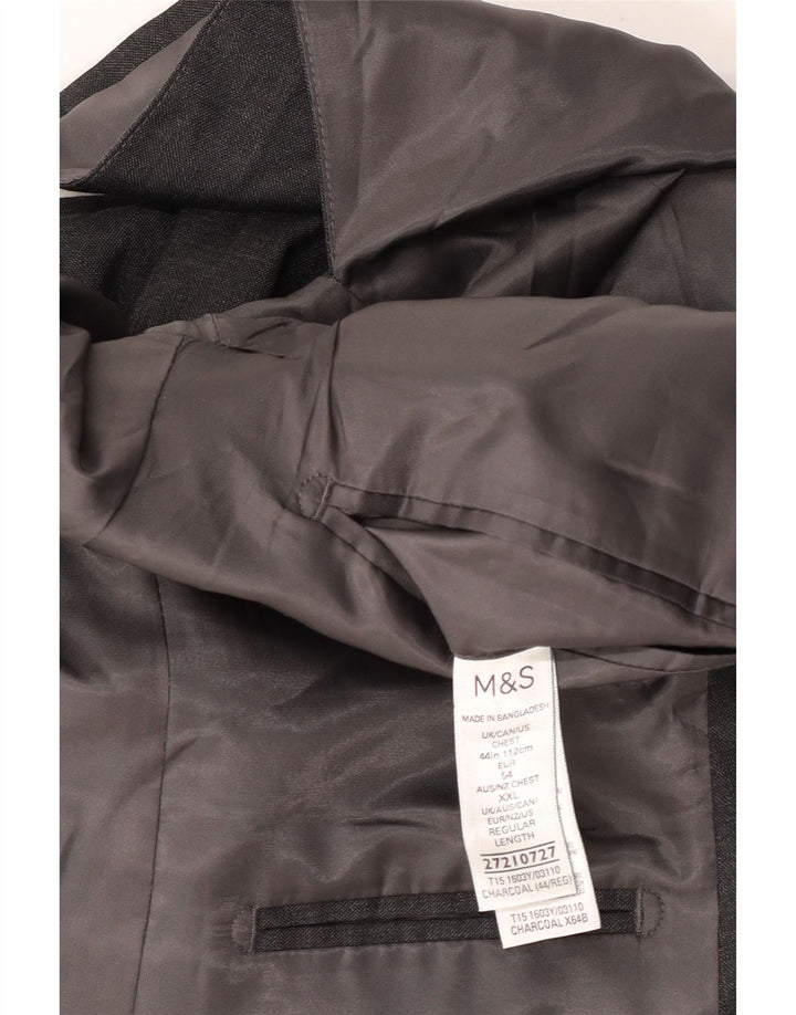 MARKS & SPENCER Chaqueta tipo blazer de 2 botones para hombre UK 44 XL Poliéster gris