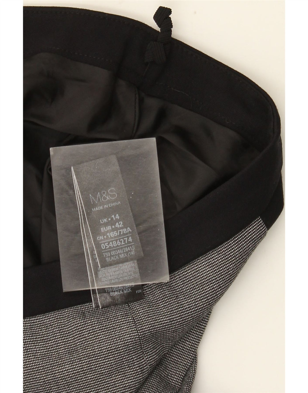 Marks & Spencer Falda lápiz para mujer UK 44 Grande W34 Poliéster a cuadros negros