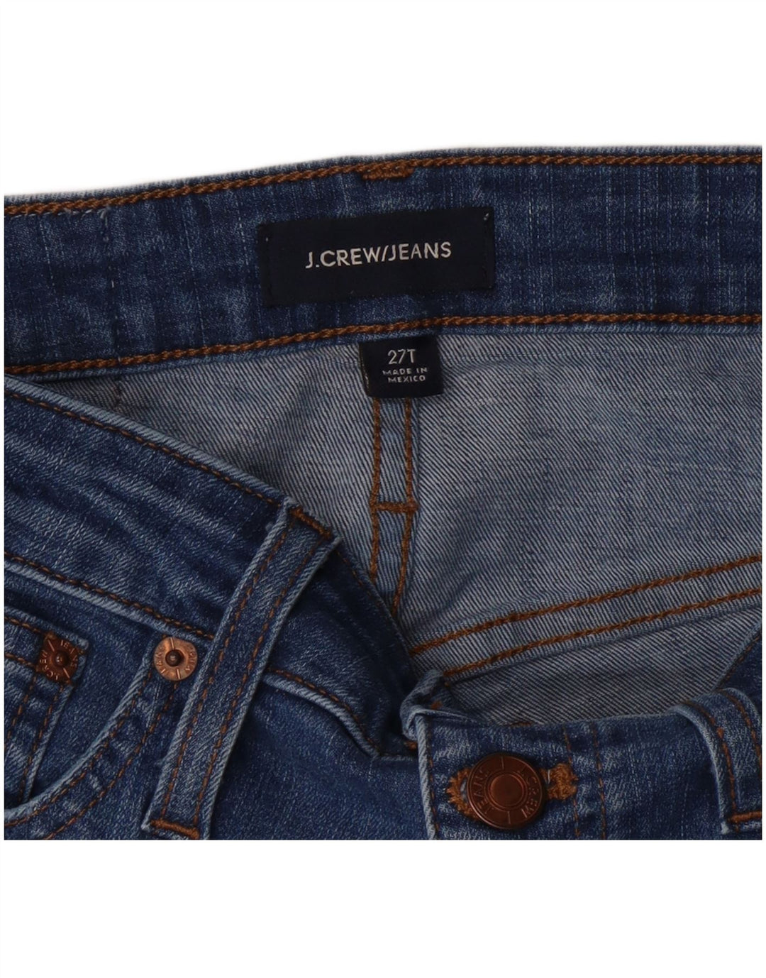 J. CREW Vaqueros pitillo desgastados para mujer W27 L30 Azul