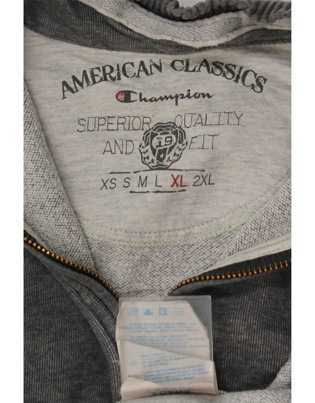 Champion Sudadera Con Cremallera Y Cuello Para Hombre Jumper XL Gris Algodón