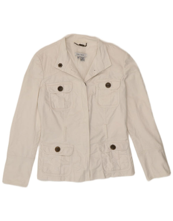 Zara Mujer Utility Blazer Chaqueta UK 12 Mediana Algodón Blanco