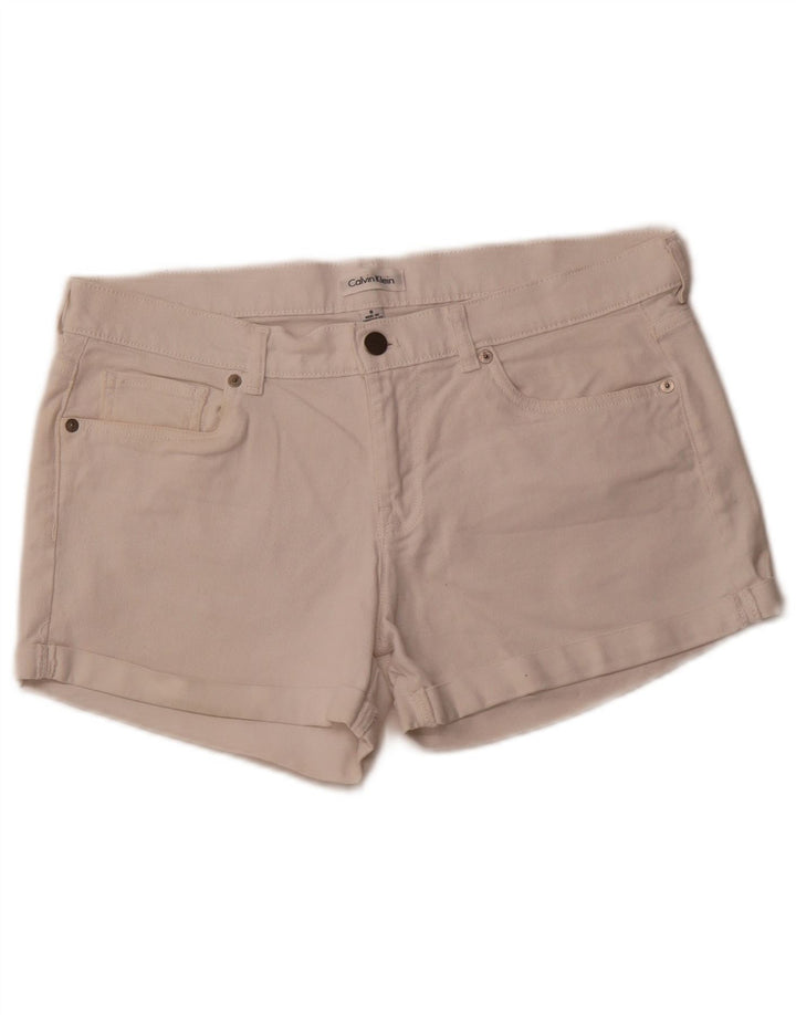 CALVIN KLEIN Pantalones cortos de mezclilla para mujer US 8 Mediano W32 Algodón blanco