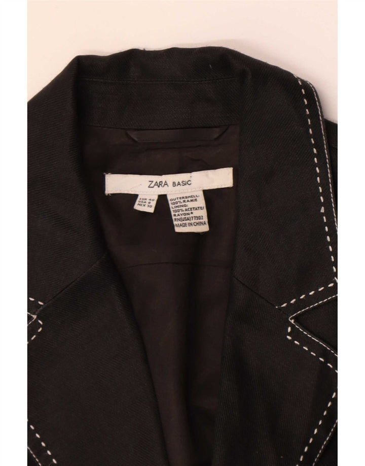 Zara Chaqueta Blazer De 2 Botones Para Mujer EU 40 Medium Black Ramie