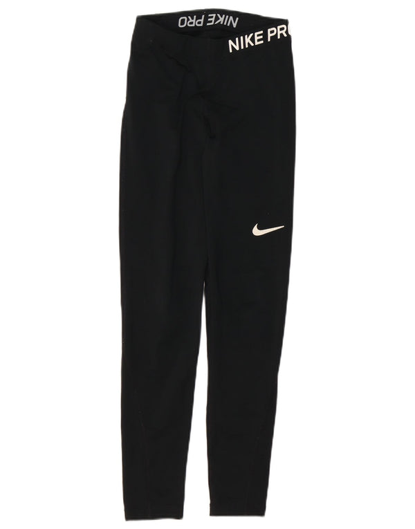 NIKE Mujer Dri Fit Graphic Leggings UK 4 XS Negro