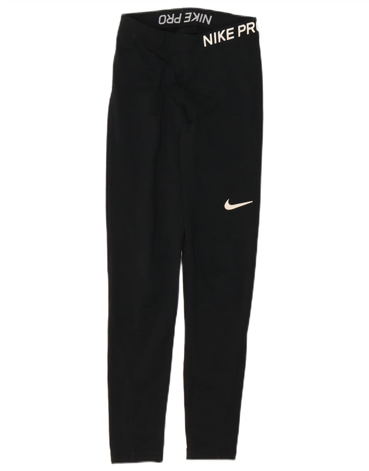 NIKE Mujer Dri Fit Graphic Leggings UK 4 XS Negro