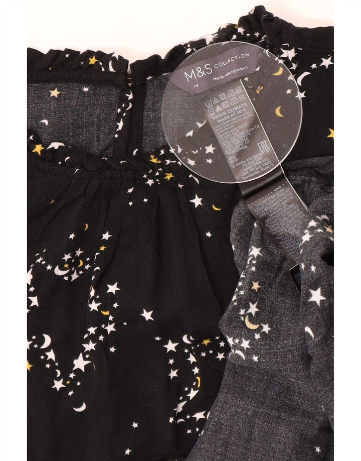 Marks & Spencer Blusa con patrón abstracto para mujer UK 44 Grande Negro