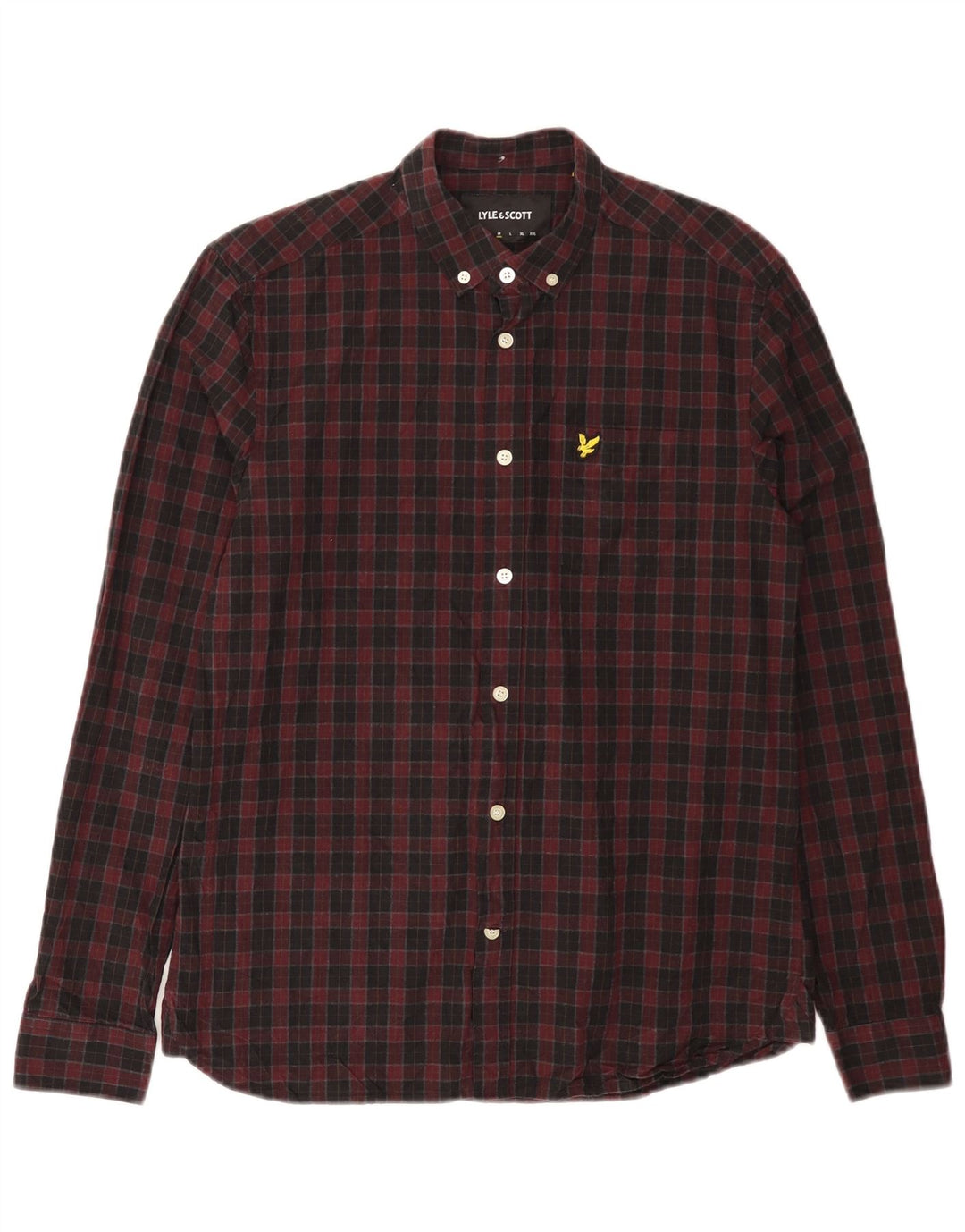 LYLE & SCOTT Camisa para hombre con cuadros burdeos medianos