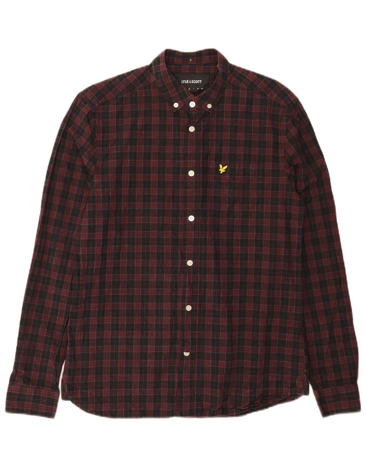 LYLE & SCOTT Camisa para hombre con cuadros burdeos medianos