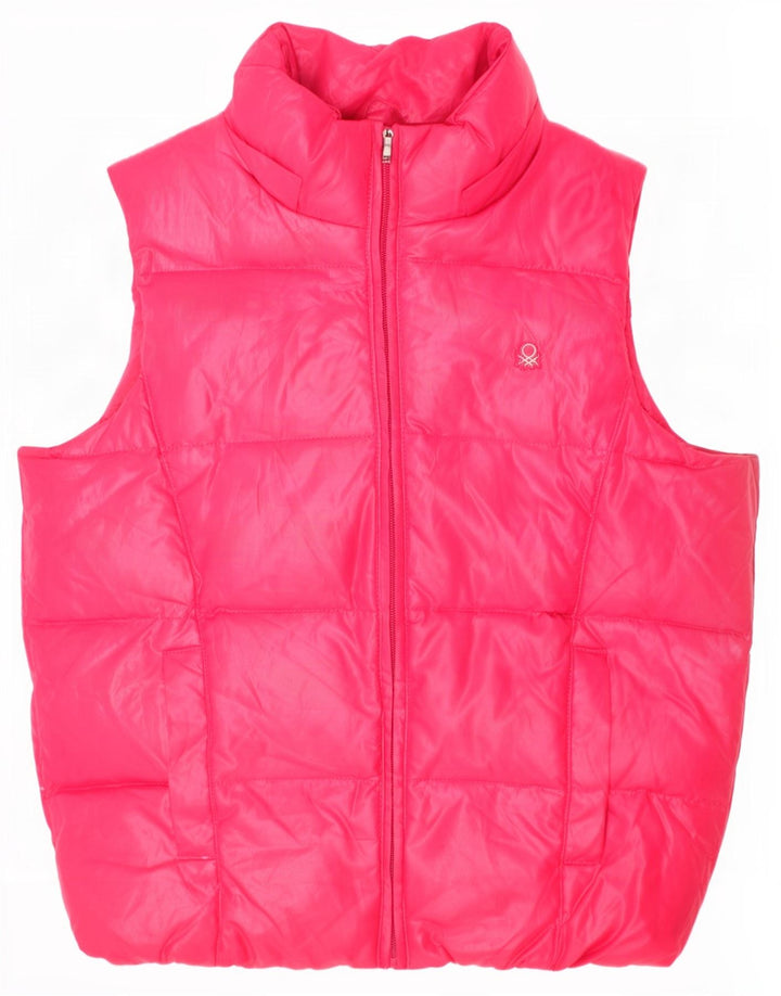 Benetton Chaleco Acolchado Para Niña 8-9 Años Grande Rosa Poliéster