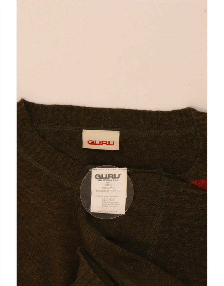 Guru Jersey De Hombre Con Cuello Redondo Y Estampado De Lana Caqui Mediana
