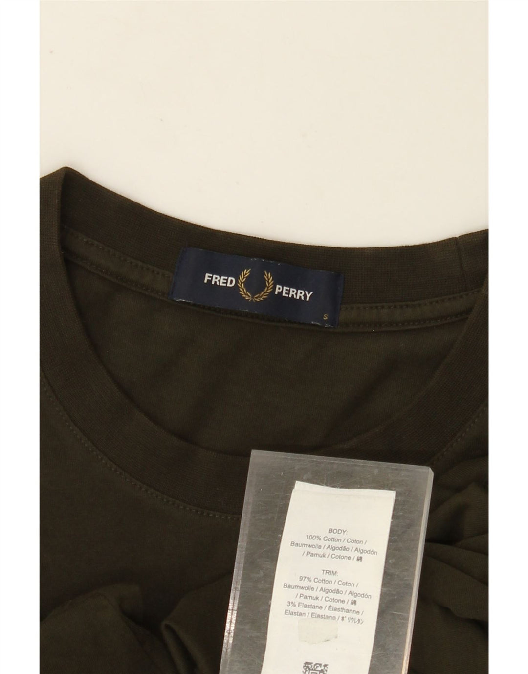 FRED PERRY Camiseta gráfica para hombre Top pequeño de algodón caqui