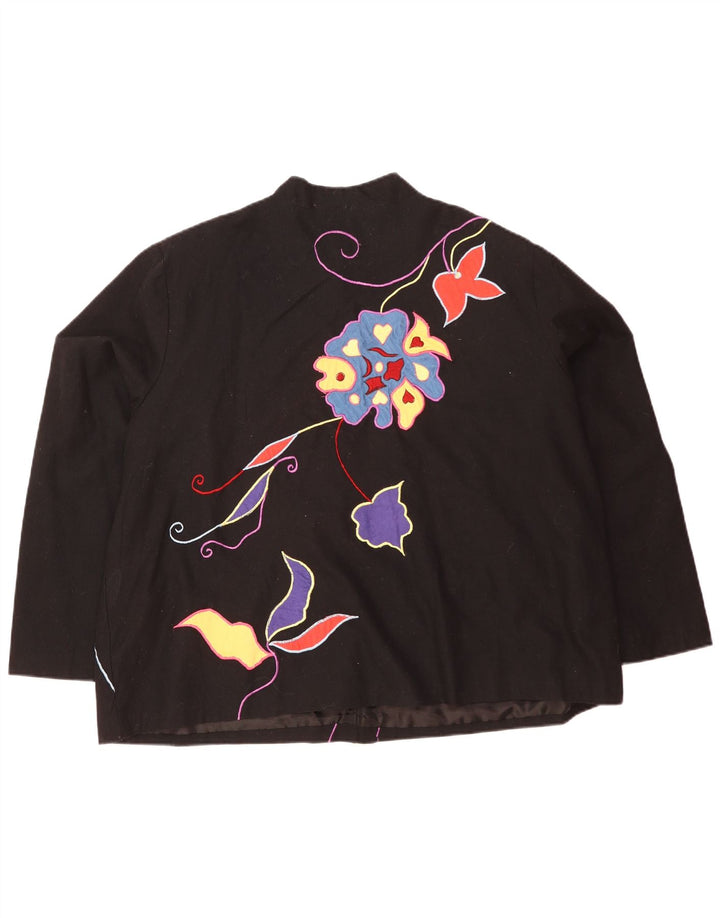 Indigo Moon Chaqueta tipo blazer extragrande con 5 botones para mujer UK 20 2XL Negro Floral