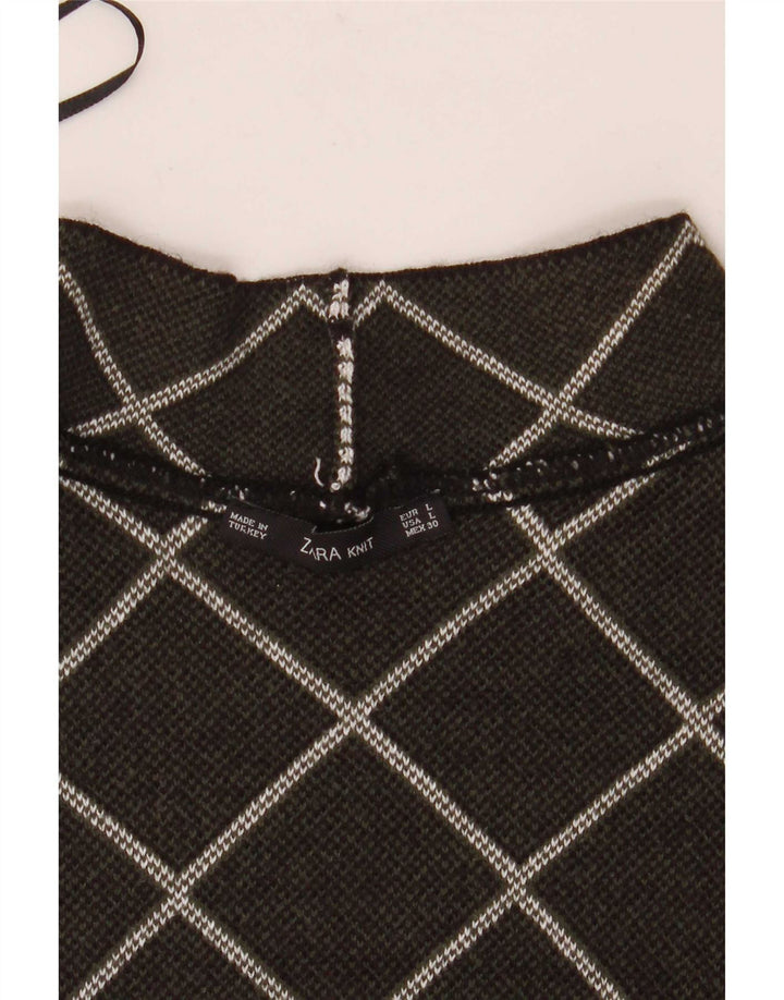 Zara Vestido recto sin mangas para mujer UK 44 Grande Gris Geométrico