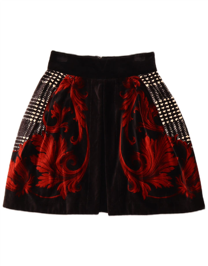 BYBLOS Falda acampanada de terciopelo para mujer IT 42 Mediana W28 Algodón floral negro