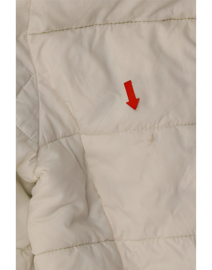 Zara Mujer Chaqueta Acolchada Con Capucha UK 10 Small Poliamida Blanca