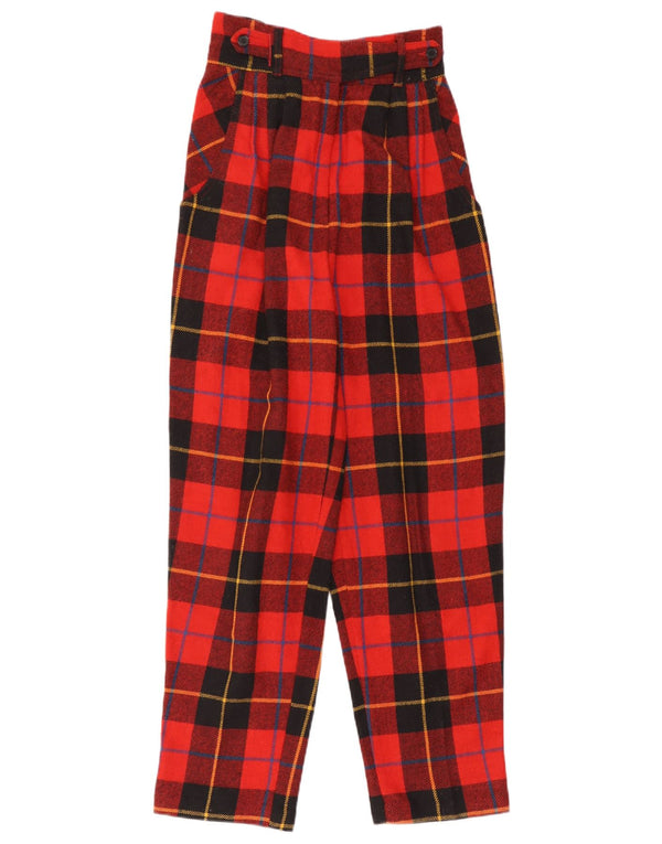 Vintage mujer cintura alta pantalones casuales IT 44 Medio W30 L30 Rojo Check