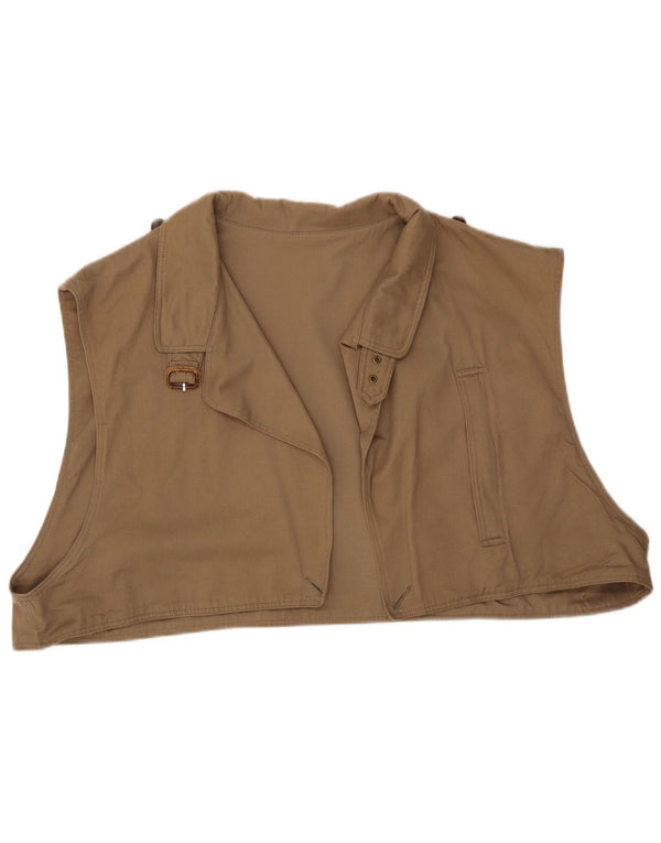 Vintage mujer crop liner chaleco Reino Unido 22 3XL Beige