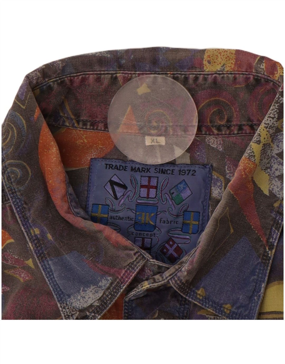 VINTAGE Camisa con estampado abstracto para hombre XL Multicolor