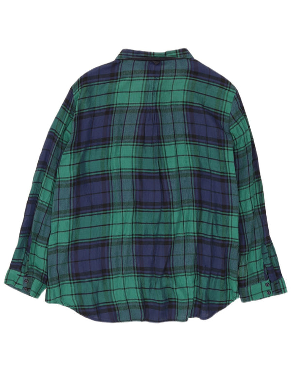 Zara Mujer Camisa De Franela UK 46 Large Green Check