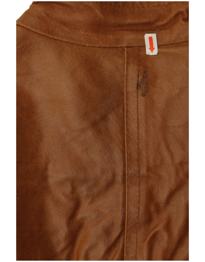 Bayside Chaqueta de cuero para mujer UK 10 Small Cuero marrón