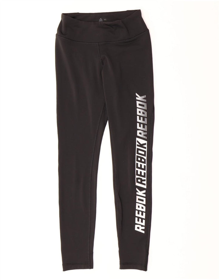 REEBOK Womens Graphic Leggings UK 4/6 XS Black