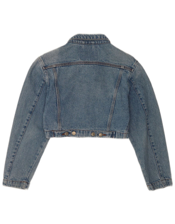 Vintage mujer crop denim chaqueta Reino Unido 10 pequeño algodón azul