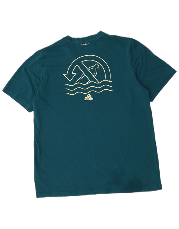 Adidas Hombre Aeroready Graphic Camiseta Top Algodón Verde Medio