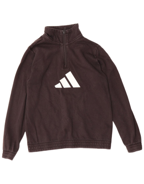 Adidas - Sudadera con cuello y cremallera para niños, 13-14 años, algodón negro