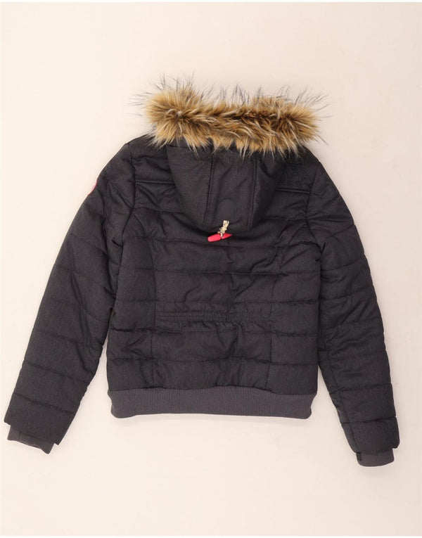 SUPERDRY Chaqueta acolchada con capucha para mujer UK 44 Grande Poliéster azul marino