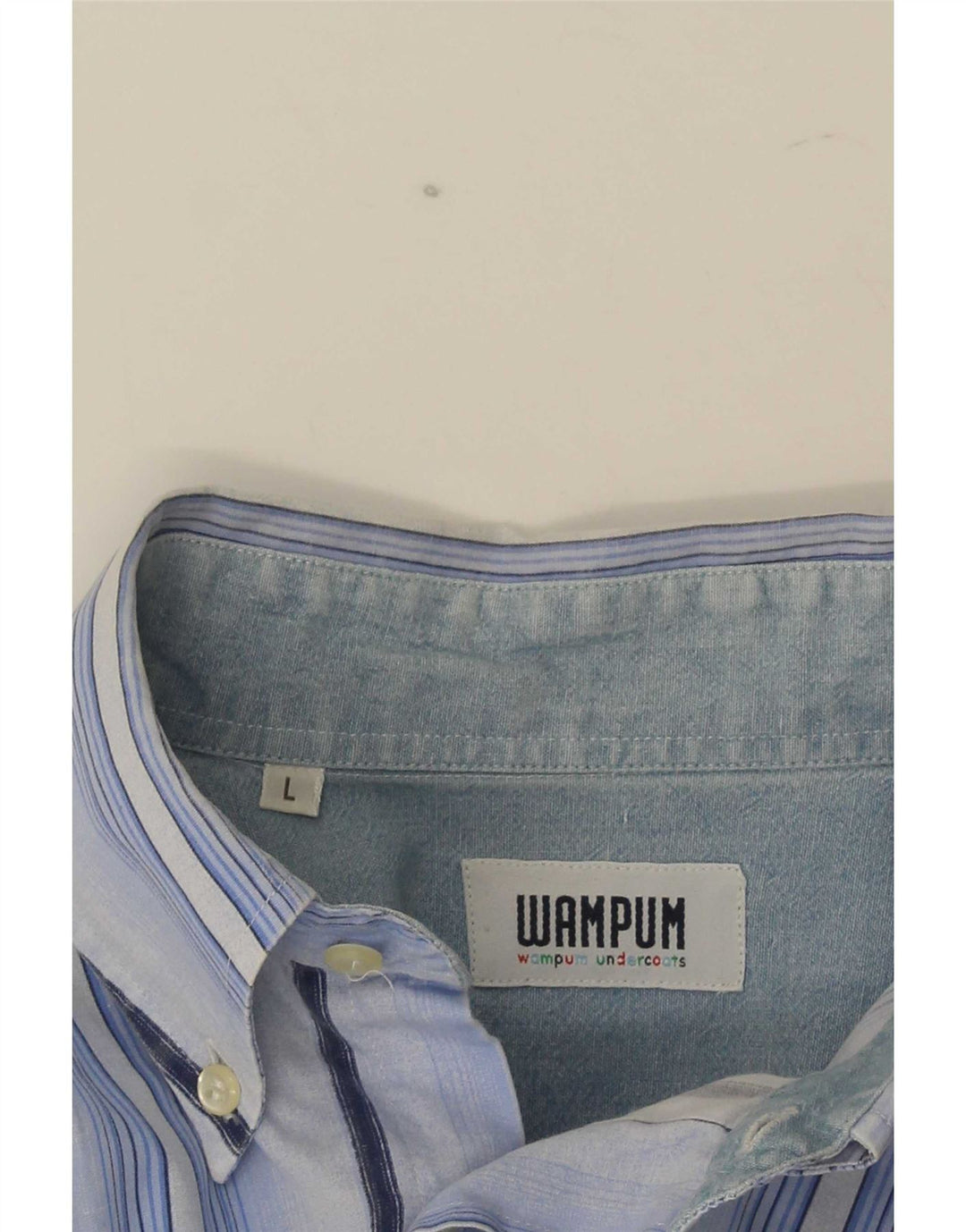 Wampum Camisa De Hombre Grande De Algodón A Rayas Azul